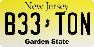 NJ license plate B33TON