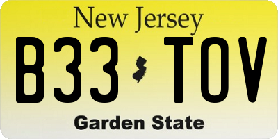 NJ license plate B33TOV