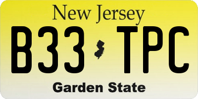 NJ license plate B33TPC