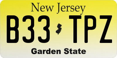 NJ license plate B33TPZ