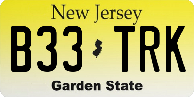 NJ license plate B33TRK