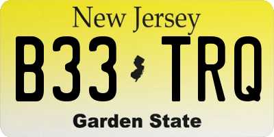 NJ license plate B33TRQ