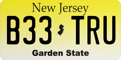 NJ license plate B33TRU