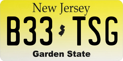 NJ license plate B33TSG