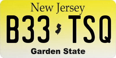 NJ license plate B33TSQ