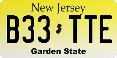 NJ license plate B33TTE
