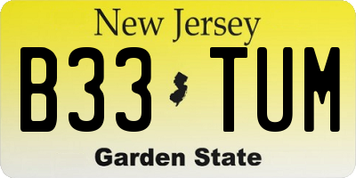NJ license plate B33TUM