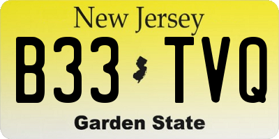 NJ license plate B33TVQ