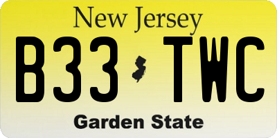 NJ license plate B33TWC