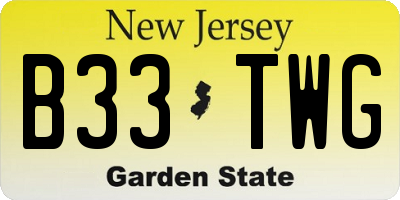 NJ license plate B33TWG