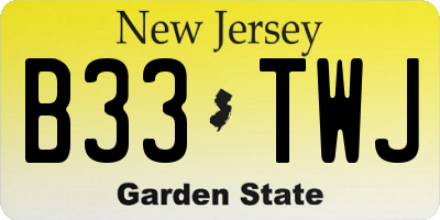 NJ license plate B33TWJ
