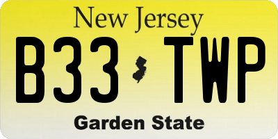 NJ license plate B33TWP