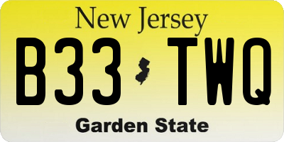 NJ license plate B33TWQ