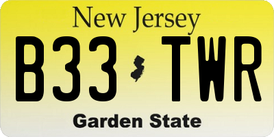 NJ license plate B33TWR