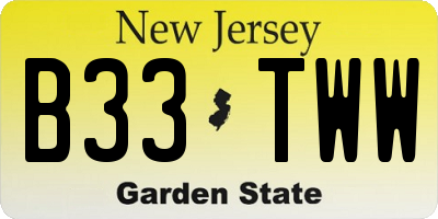 NJ license plate B33TWW