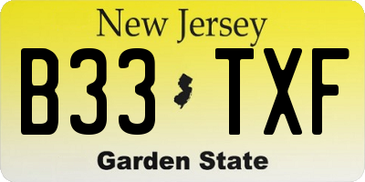 NJ license plate B33TXF