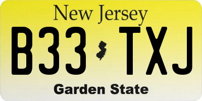 NJ license plate B33TXJ