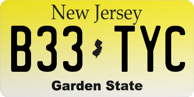 NJ license plate B33TYC