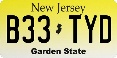 NJ license plate B33TYD