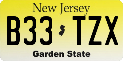 NJ license plate B33TZX