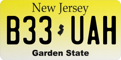 NJ license plate B33UAH