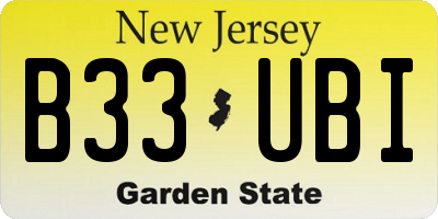 NJ license plate B33UBI