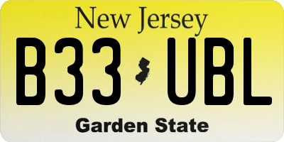 NJ license plate B33UBL
