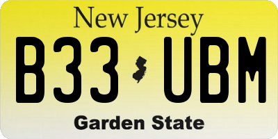 NJ license plate B33UBM