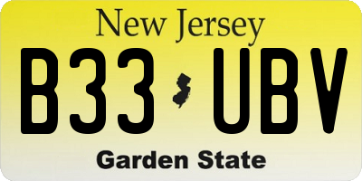 NJ license plate B33UBV