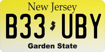 NJ license plate B33UBY