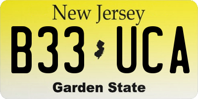 NJ license plate B33UCA