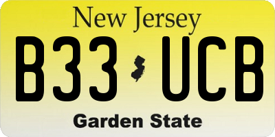NJ license plate B33UCB