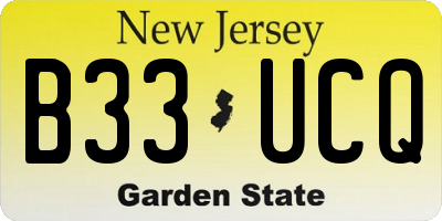 NJ license plate B33UCQ
