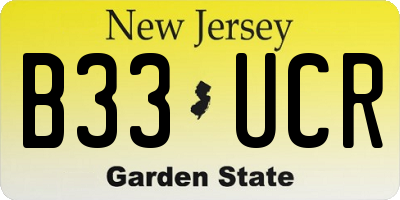 NJ license plate B33UCR