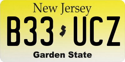 NJ license plate B33UCZ