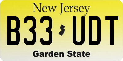 NJ license plate B33UDT
