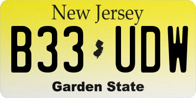 NJ license plate B33UDW