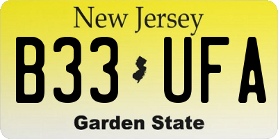 NJ license plate B33UFA