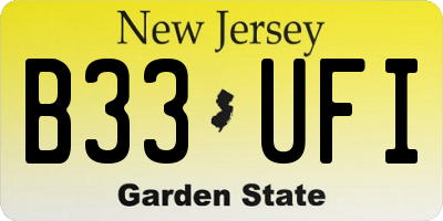 NJ license plate B33UFI