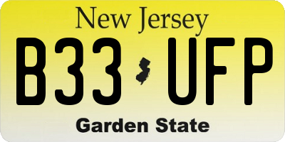 NJ license plate B33UFP