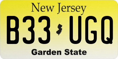 NJ license plate B33UGQ