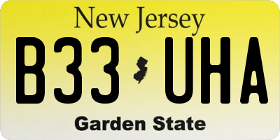 NJ license plate B33UHA