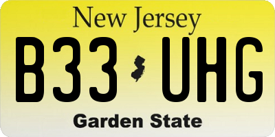 NJ license plate B33UHG