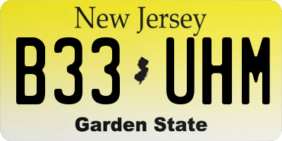 NJ license plate B33UHM