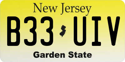 NJ license plate B33UIV