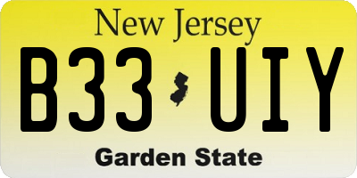 NJ license plate B33UIY