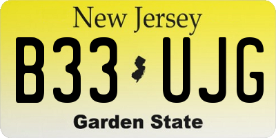 NJ license plate B33UJG
