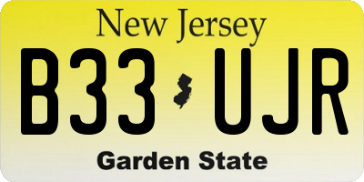 NJ license plate B33UJR