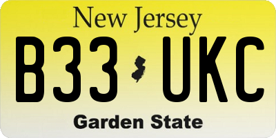 NJ license plate B33UKC
