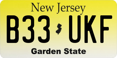 NJ license plate B33UKF